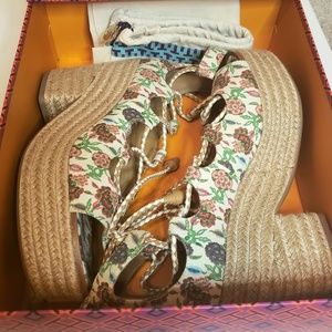 Tory burch Positano espadrille wedge sandals 8.5